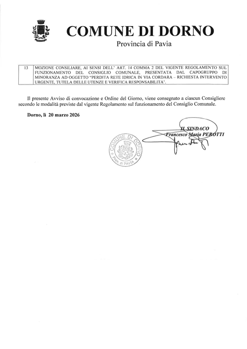 Riunione del Consiglio Comunale