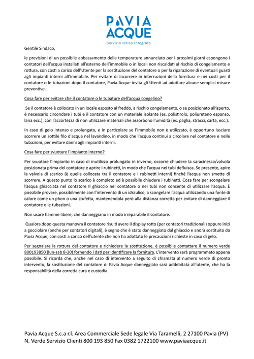 Avviso da Pavia Acque S.c.a.r.l.