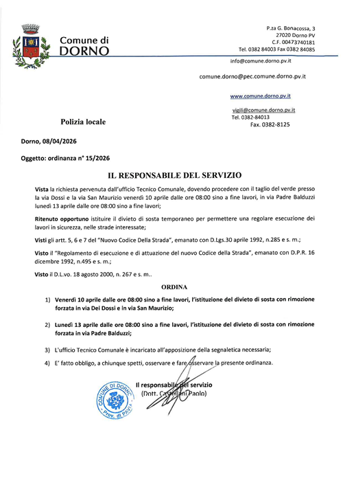 Ordinanza 15 - 2026