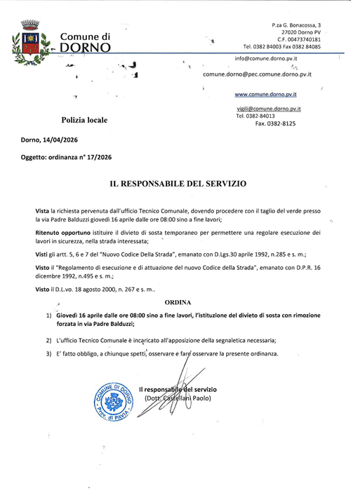 Ordinanza n.17 - 2026