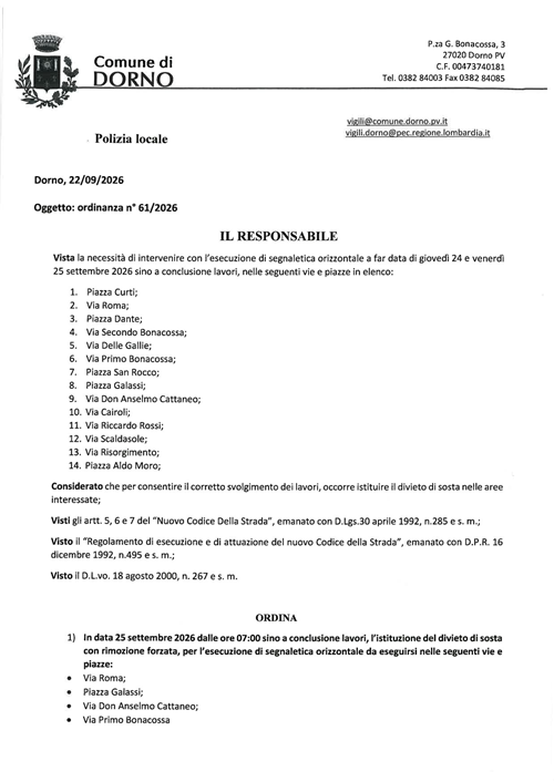 Ordinanza 61 - 2026