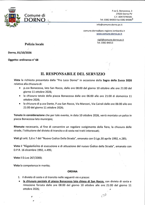 Ordinanza 68 -2026
