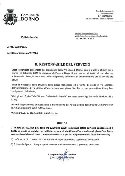 Ordinanza 7 - 2026