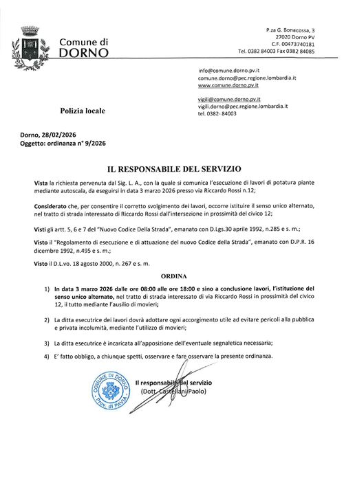 Ordinanza 9 - 2026