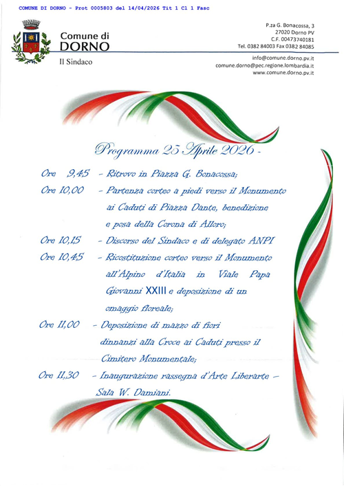Programma 25 aprile 2026