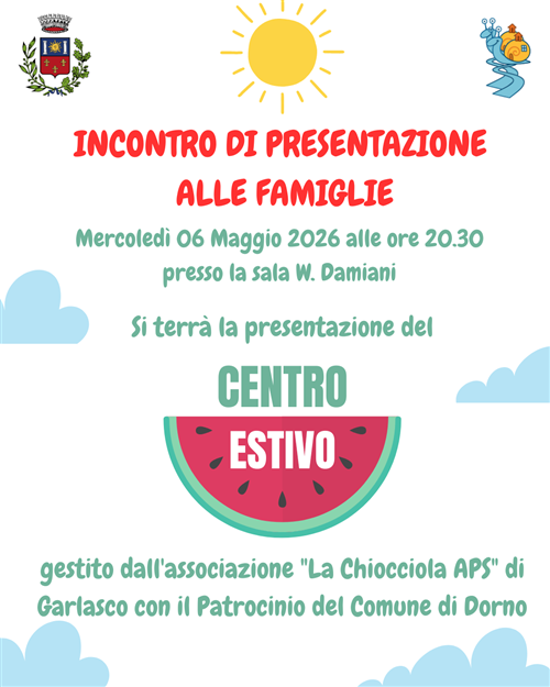 Presentazione del Centro Estivo 2026: incontro per le famiglie